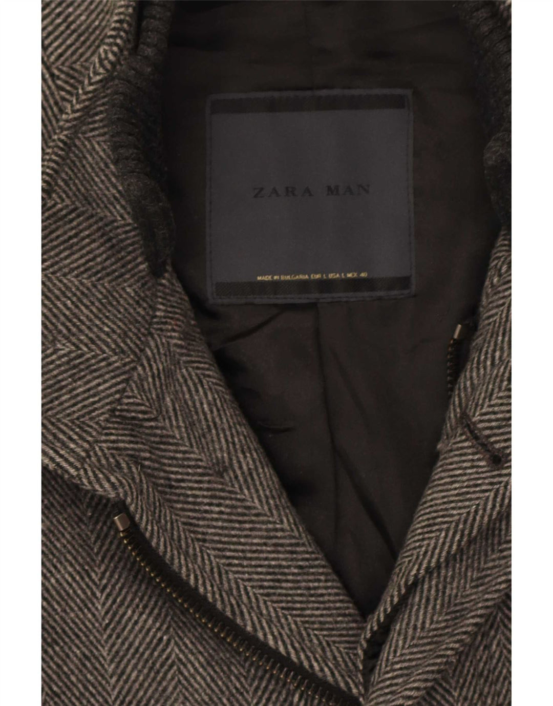 Zara Herre Overfrakke UK 40 Large Grey Sildeben