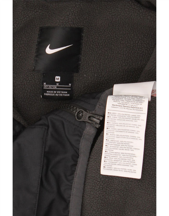 Nike Boys Hooded Windbreaker Jacket 10-11 Years Medium Black Polyester