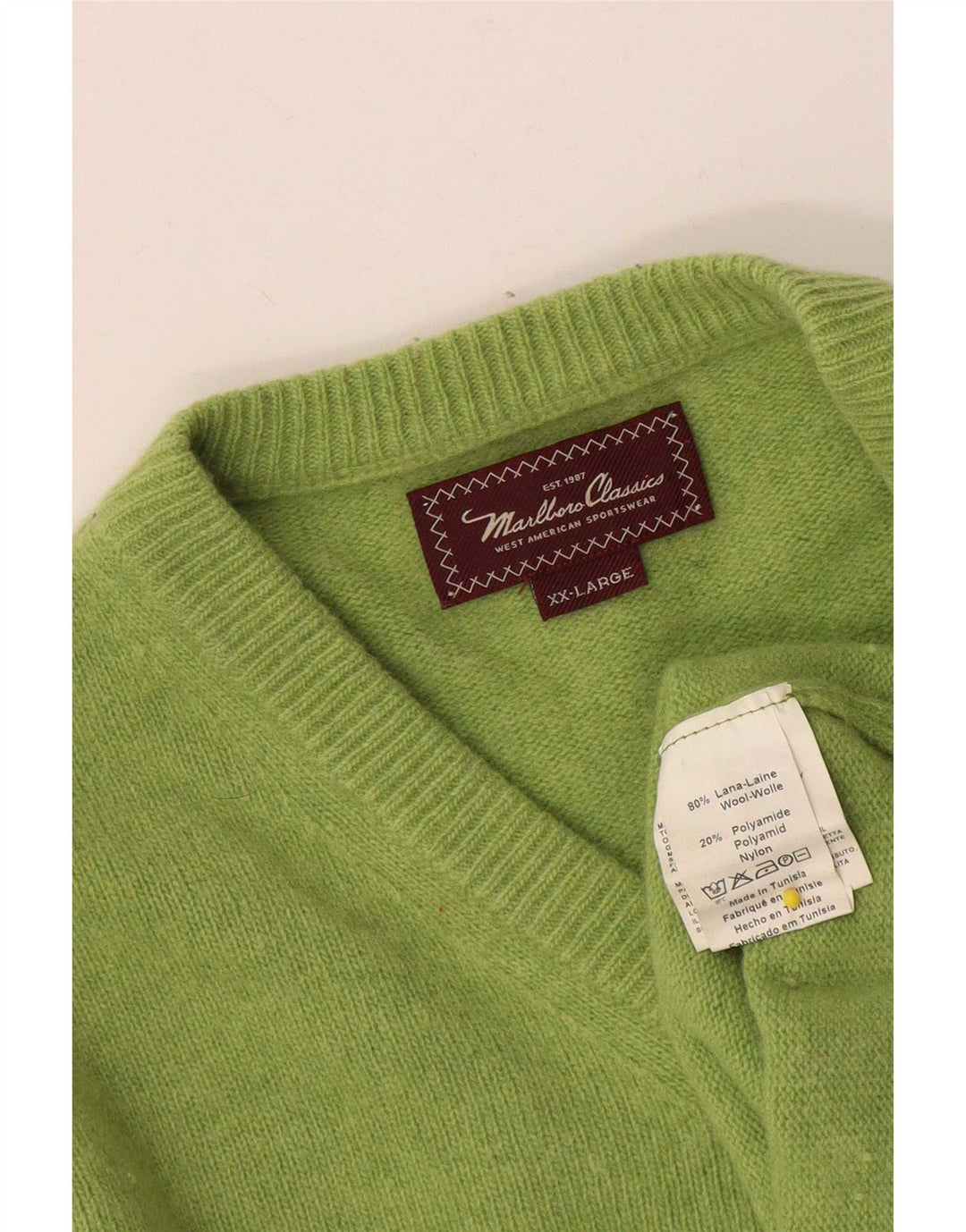 Marlboro Classics Herre V-hals sweater 2XL Grøn Uld