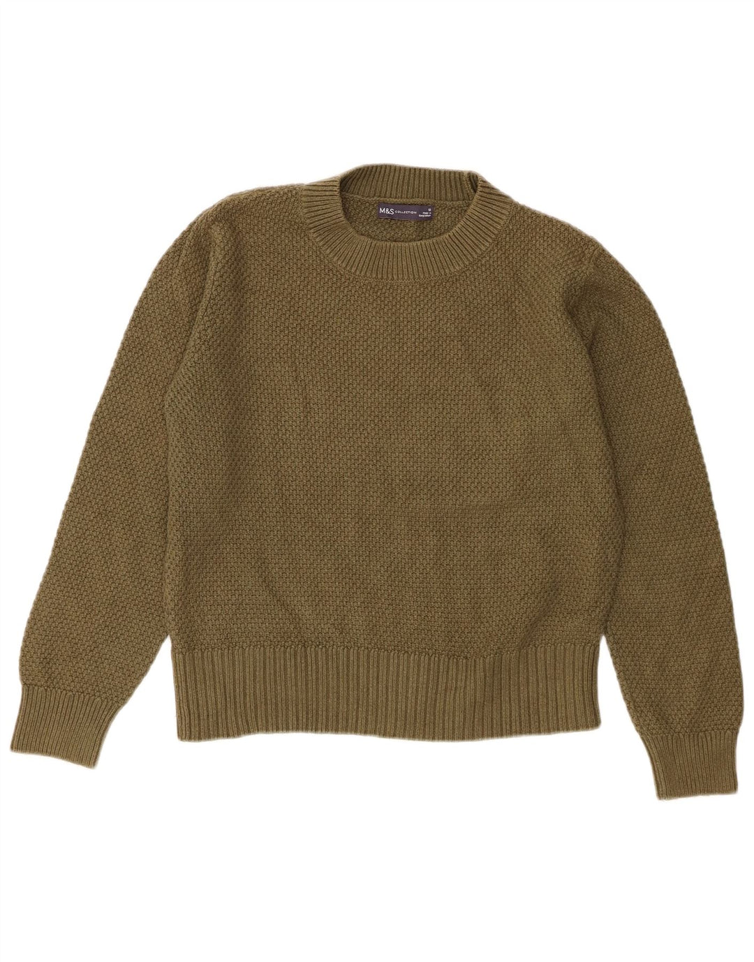 Marks & Spencer Dame sweater med rund hals DK 12 Medium Khaki Bomuld