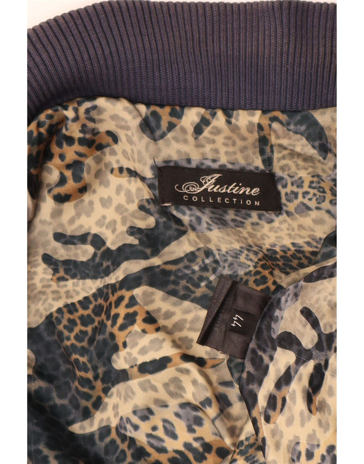 Vintage Dame Crop Læderjakke IT 44 Medium Navy Blue Læder