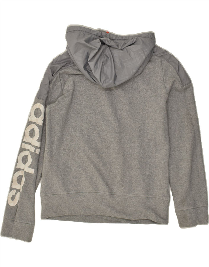 ADIDAS Womens Graphic Hoodie Jumper UK 12/14 Medium  Grey Cotton | Vintage Adidas | Thrift | Second-Hand Adidas | Used Clothing | Messina Hembry 