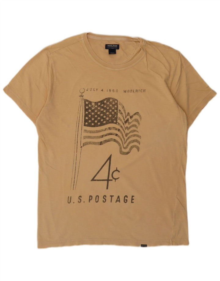 Woolrich Herre Grafisk T-Shirt Top Stor Beige Bomuld