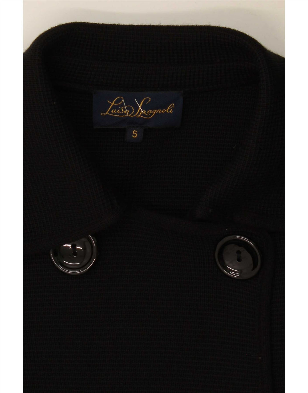 Luisa Spagnoli Dame Dobbeltradet Frakke UK 10 Small Black Virgin Wool
