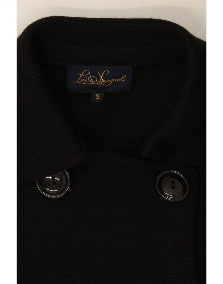 Luisa Spagnoli Dame Dobbeltradet Frakke UK 10 Small Black Virgin Wool