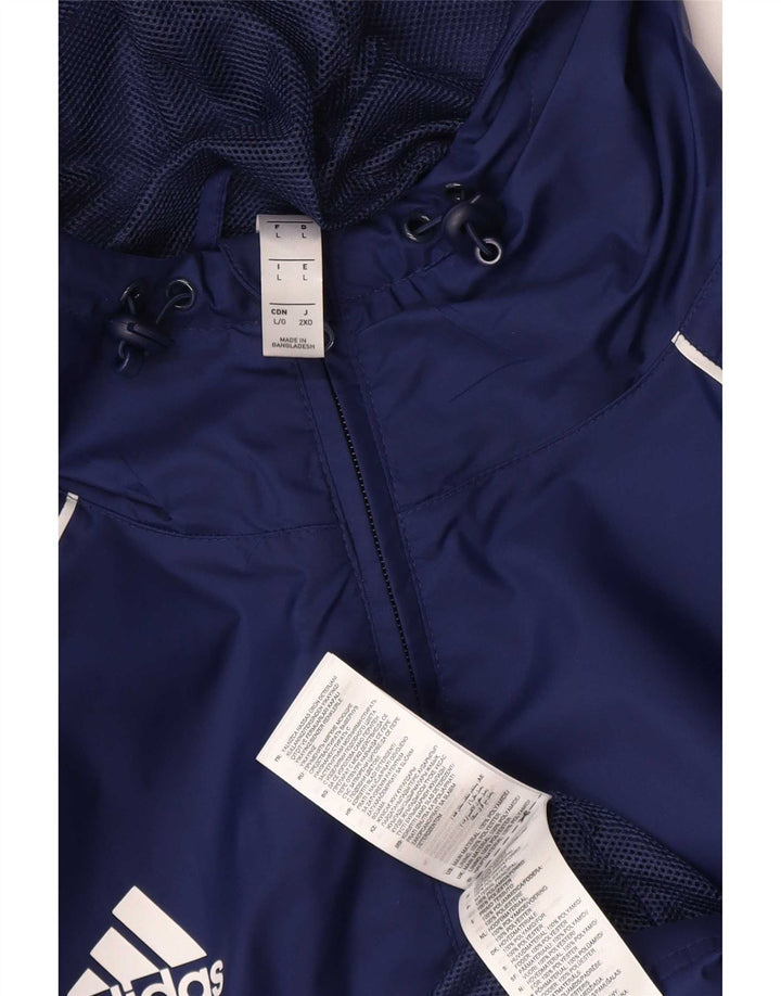 Adidas Regnjakke med hætte til mænd UK 40 Stor marineblå polyester
