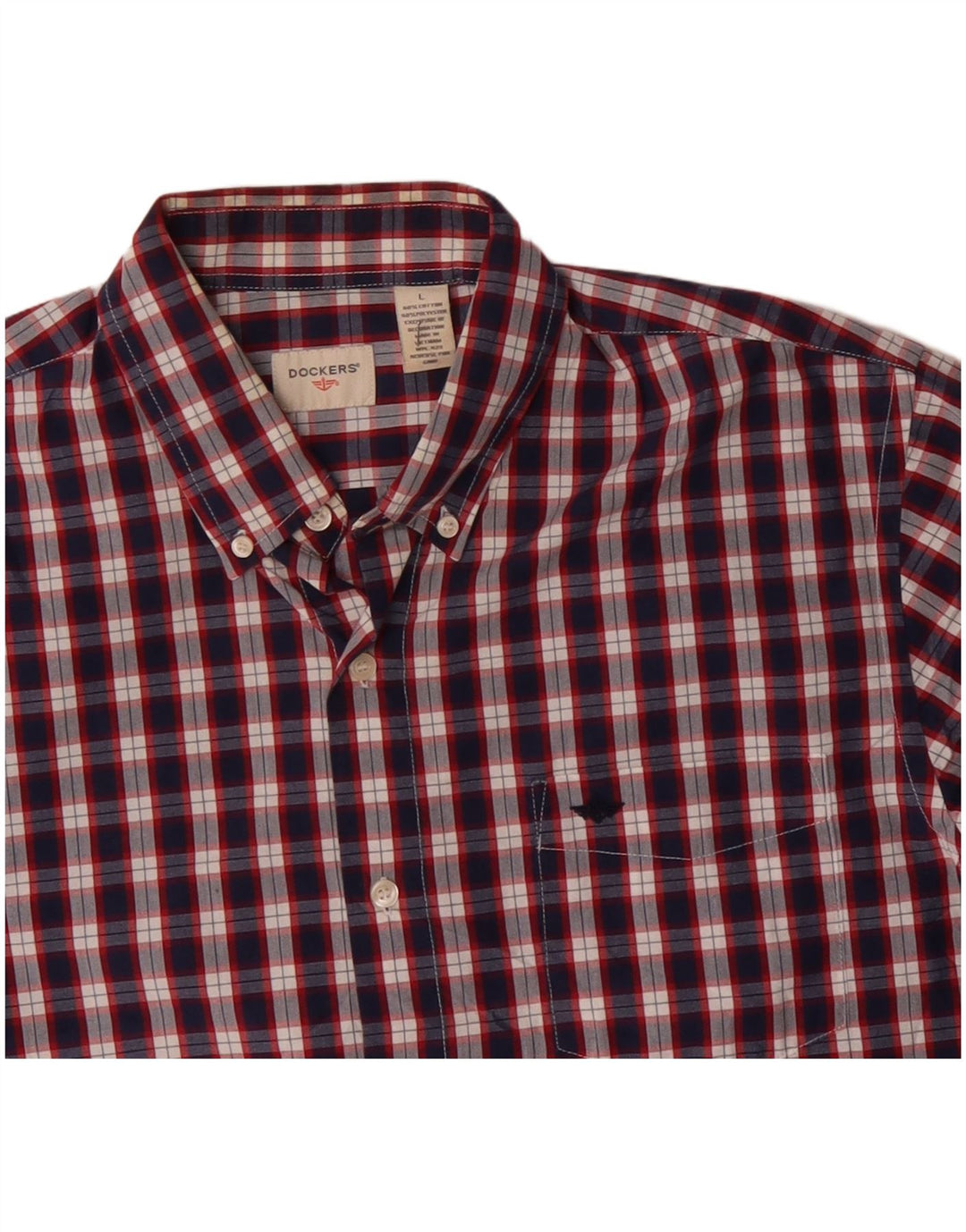 DOCKERS Herreskjorte Stor marineblå ternet bomuld