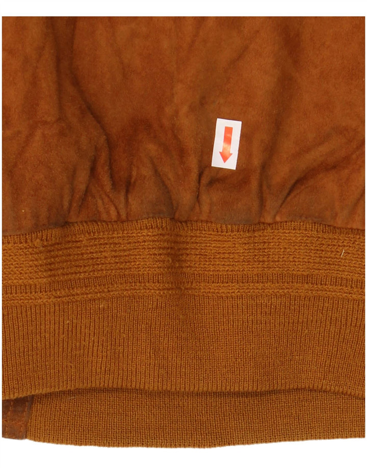 VINTAGE Mens Suede Bomber Jacket IT 56 3XL Brown