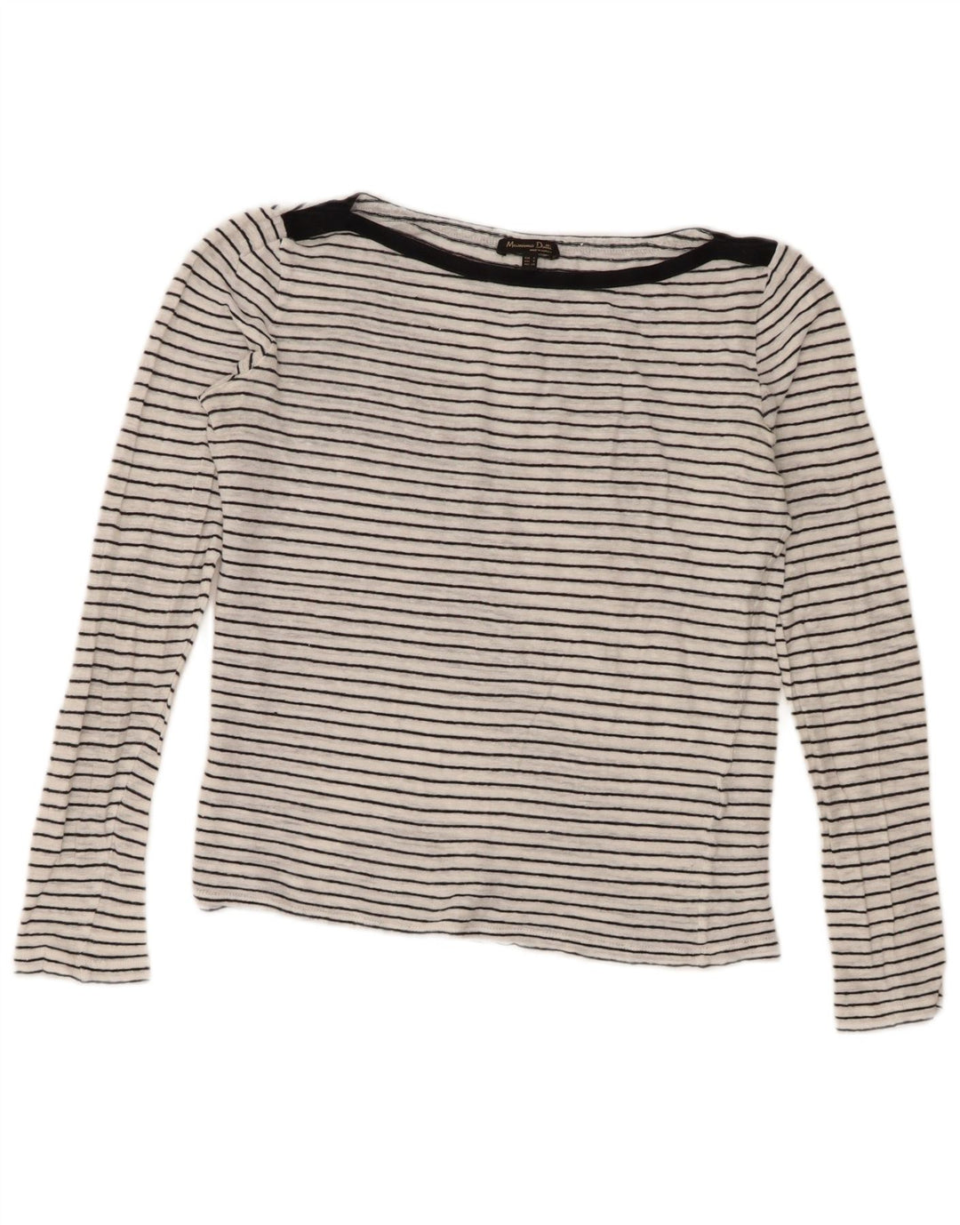 Massimo Dutti Dame Top Langærmet UK 10 Lille hvid Stribet Nautical