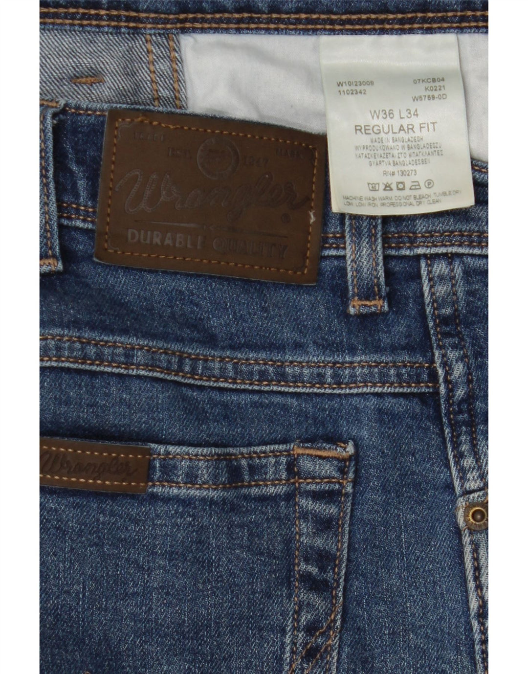 WRANGLER Straight jeans til mænd W36 L34 blå bomuld