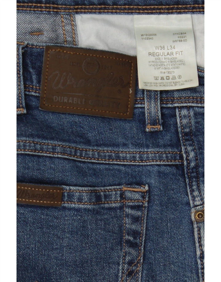 WRANGLER Straight jeans til mænd W36 L34 blå bomuld