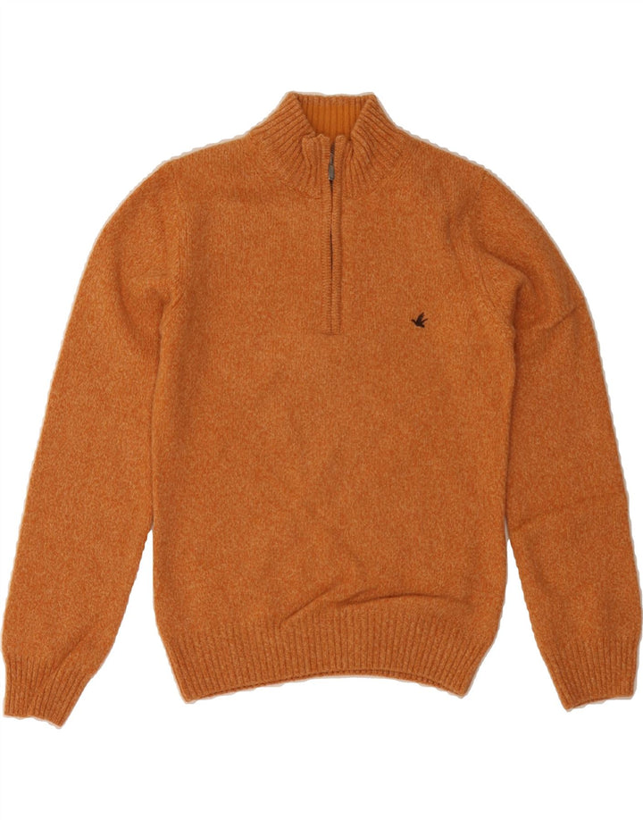 BROOKSFIELD Womens Zip Neck Jumper Sweater IT 40 Small Orange Wool Vintage Brooksfield and Second-Hand Brooksfield from Messina Hembry 