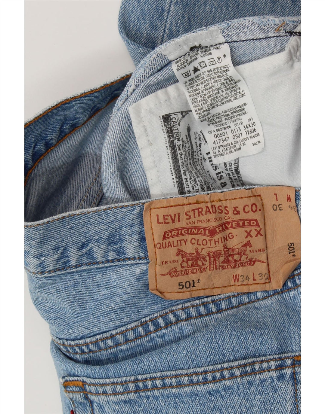 LEVI'S Herre 501 Straight Jeans W34 L30 Blå Bomuld