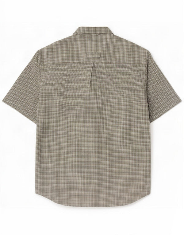 Columbia Mens Short Sleeve Shirt XL Khaki Check Polyester