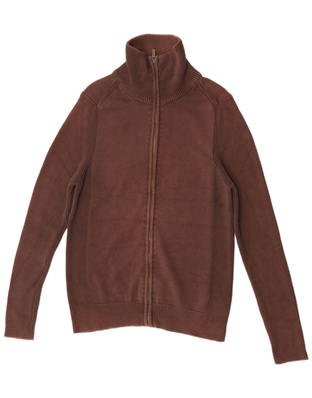 Zara Herre Cardigan Sweater Stor Brun Bomuld