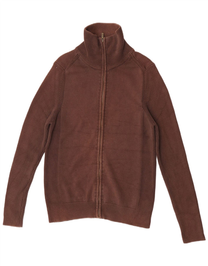 Zara Herre Cardigan Sweater Stor Brun Bomuld