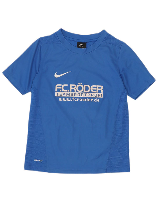 NIKE Dri Fit grafisk T-shirt top 6-7 år XS blå polyester