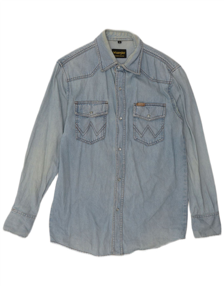 Wrangler Denimskjorte til mænd XS Blå bomuld