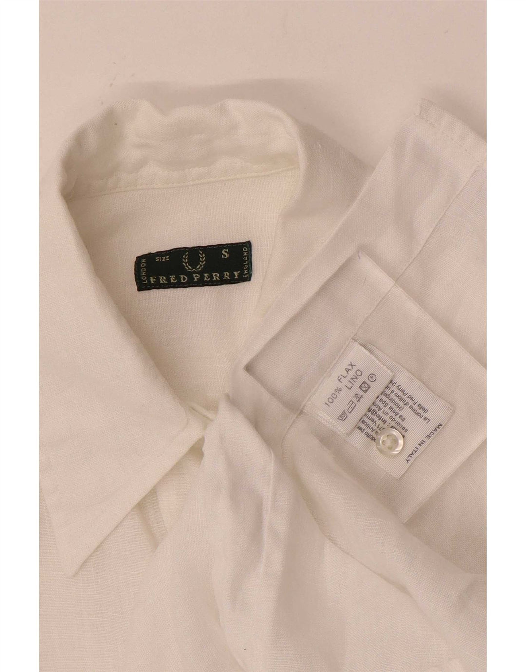 Fred Perry skjorte med 3/4 ærmer til kvinder UK 10 Small White Linen