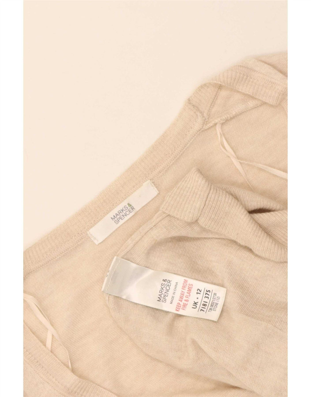 Marks & Spencer Dame Longline Cardigan Sweater UK 12 Medium Beige Flecked