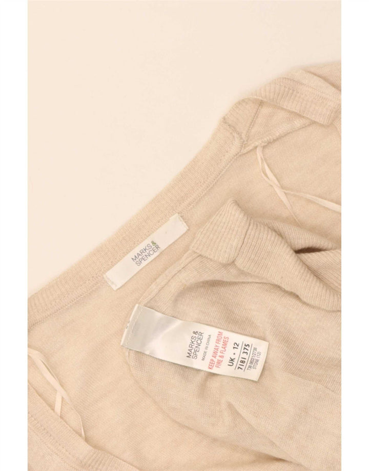 Marks & Spencer Dame Longline Cardigan Sweater UK 12 Medium Beige Flecked