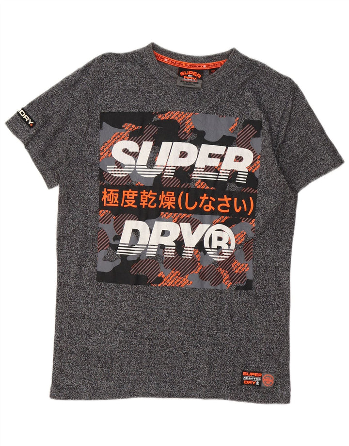 Superdry grafisk t-shirt til mænd, mellemgrå flækket bomuld