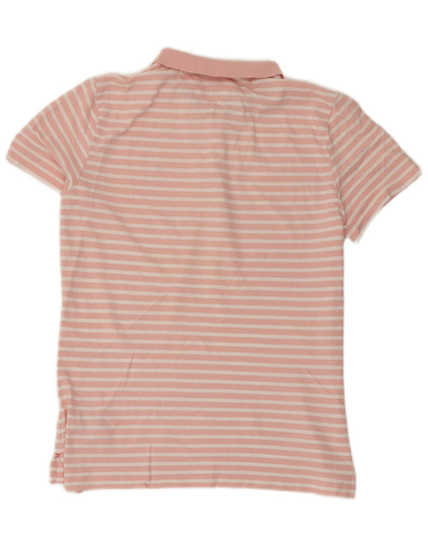 Tommy Hilfiger Dame Classic Fit Polo Shirt UK 14 Large Pink Stribet