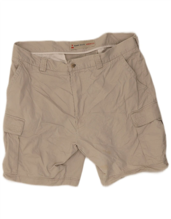 Perry Ellis Herre Cargo Shorts W38 XL Beige Bomuld