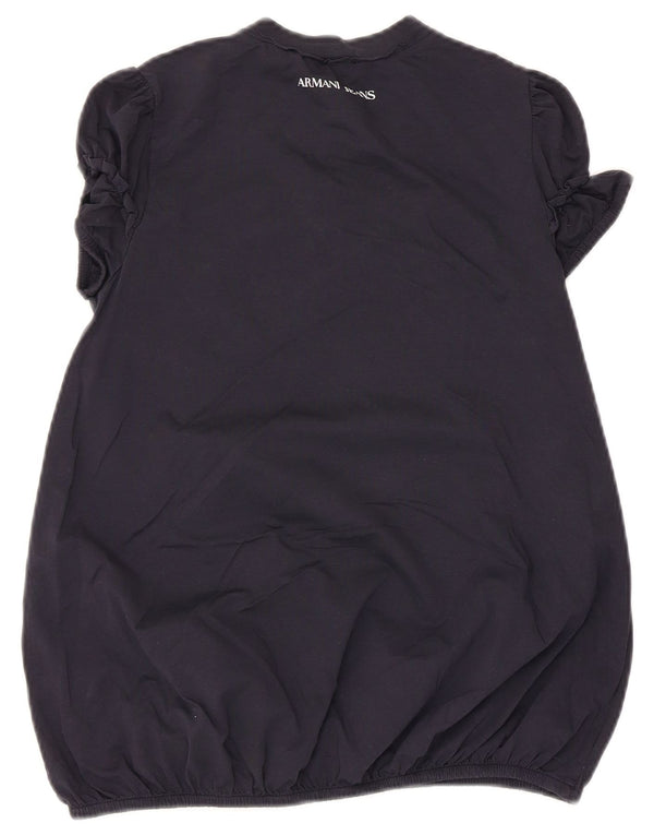 Armani Dame Grafisk Bluse Top EU 34 2XS Marineblå Bomuld