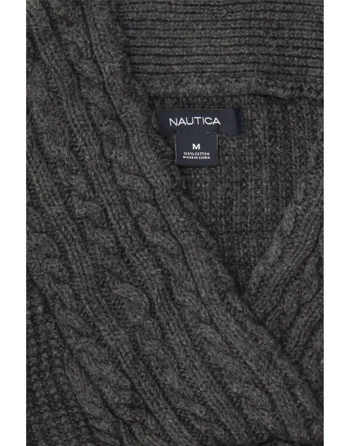 NAUTICA Womens Shawl Neck Jumper Sweater UK 12 Medium Grey Cotton Vintage Nautica and Second-Hand Nautica from Messina Hembry 