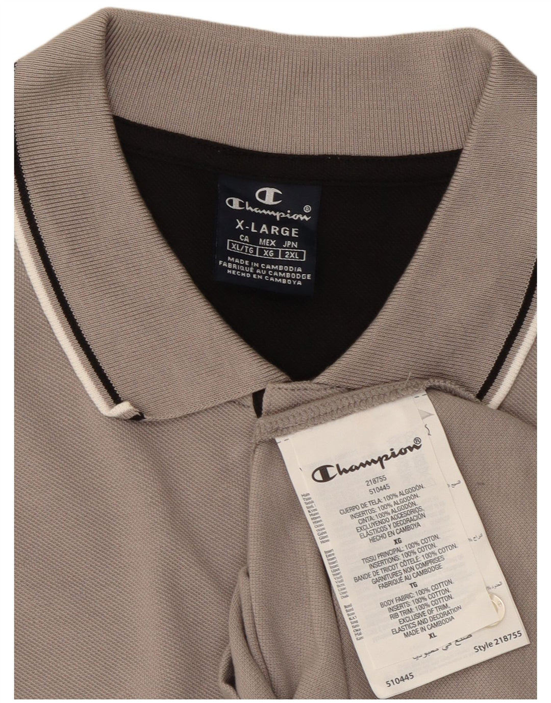 CHAMPION Poloshirt til mænd XL Grå Bomuld