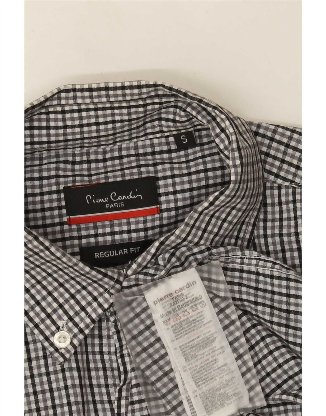 Pierre Cardin Herre kortærmet Regular Fit skjorte lille grå Gingham