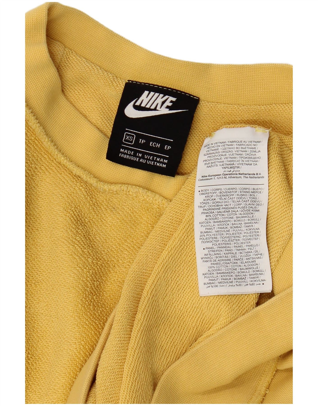 NIKE Loose Fit Sweatshirt Jumper XS Gul bomuld