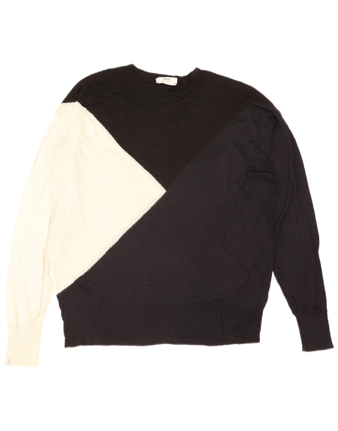 Zara Dame Boat Neck Jumper Sweater UK 14 Medium Multicolored Colourblock
