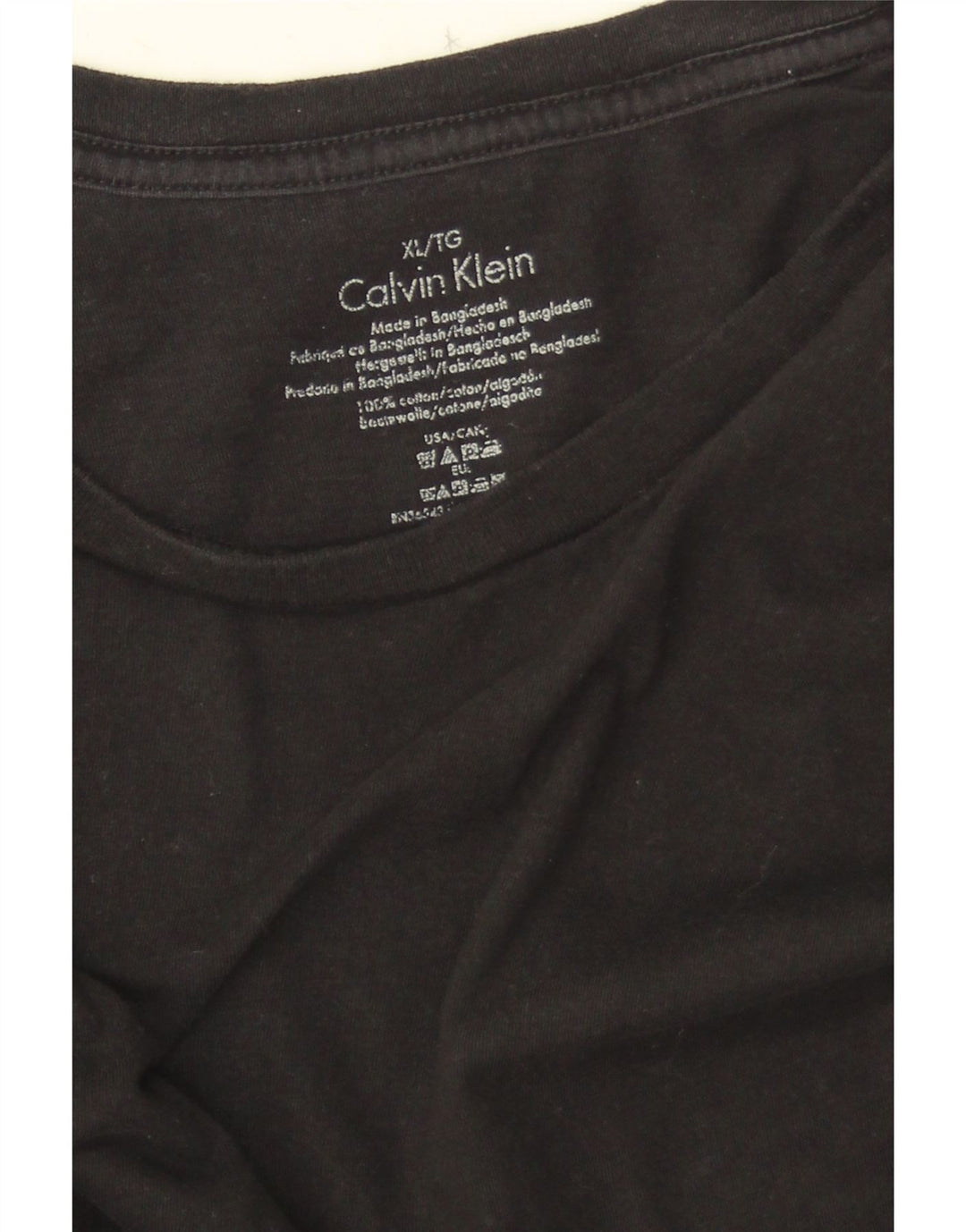 CALVIN KLEIN Herre T-Shirt Top XL Sort Bomuld