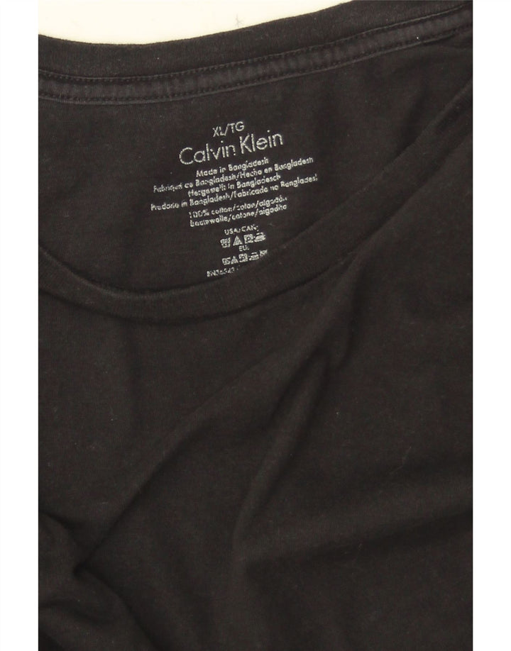 CALVIN KLEIN Herre T-Shirt Top XL Sort Bomuld
