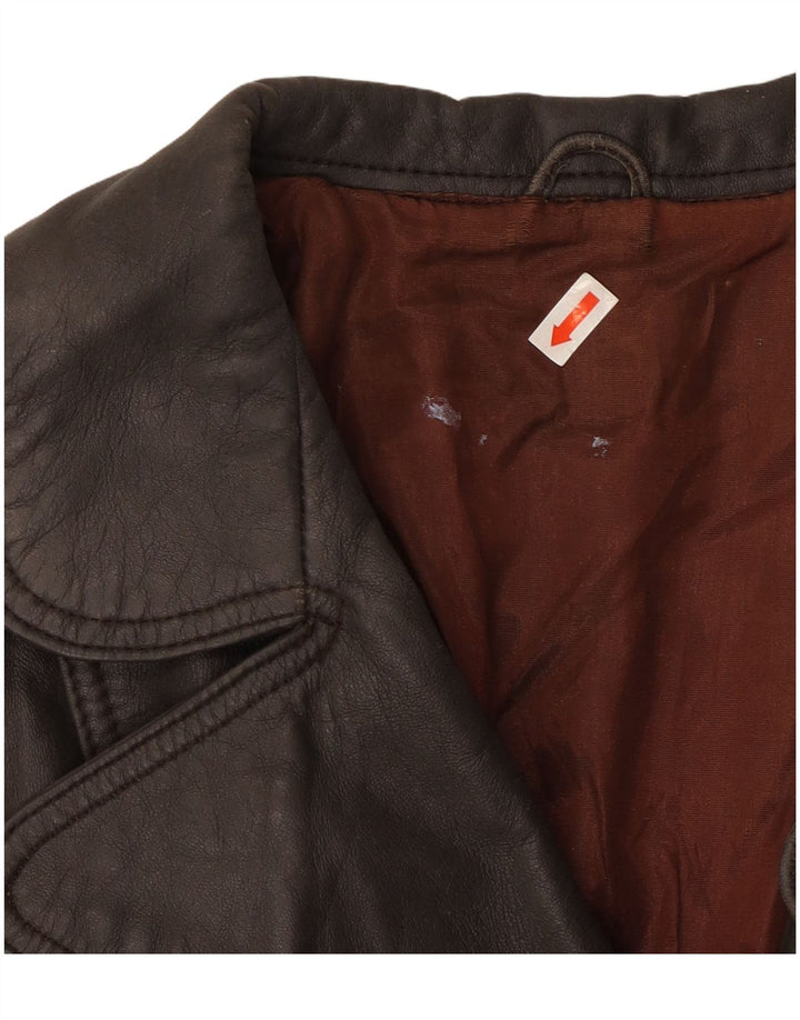 VINTAGE Læderfrakke til kvinder UK 14 Medium Brun