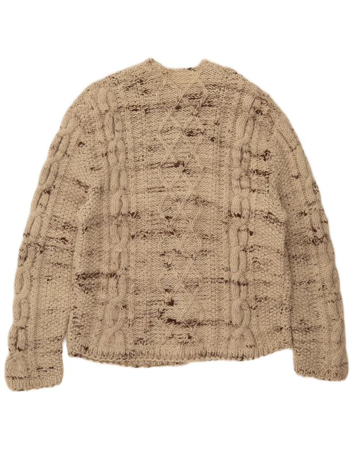 Vintage herre cardigan sweater stor beige flækket