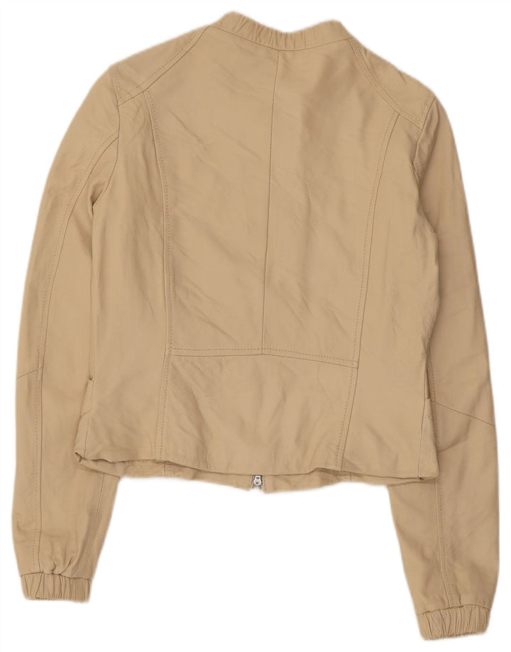 CONBIPEL Dame Læderjakke IT 42 Medium Beige Læder