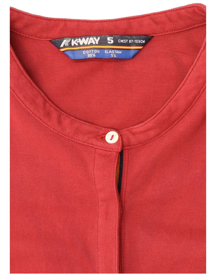 K-Way Dame Polo Shirt UK 14 Medium Rød Bomuld