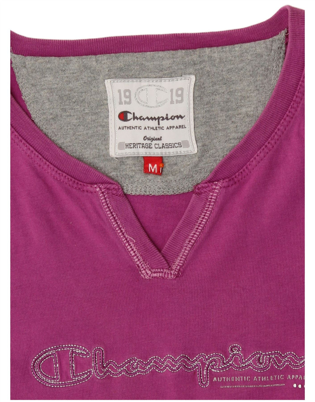 CHAMPION Dame grafisk T-shirt Top UK 12 Medium Pink