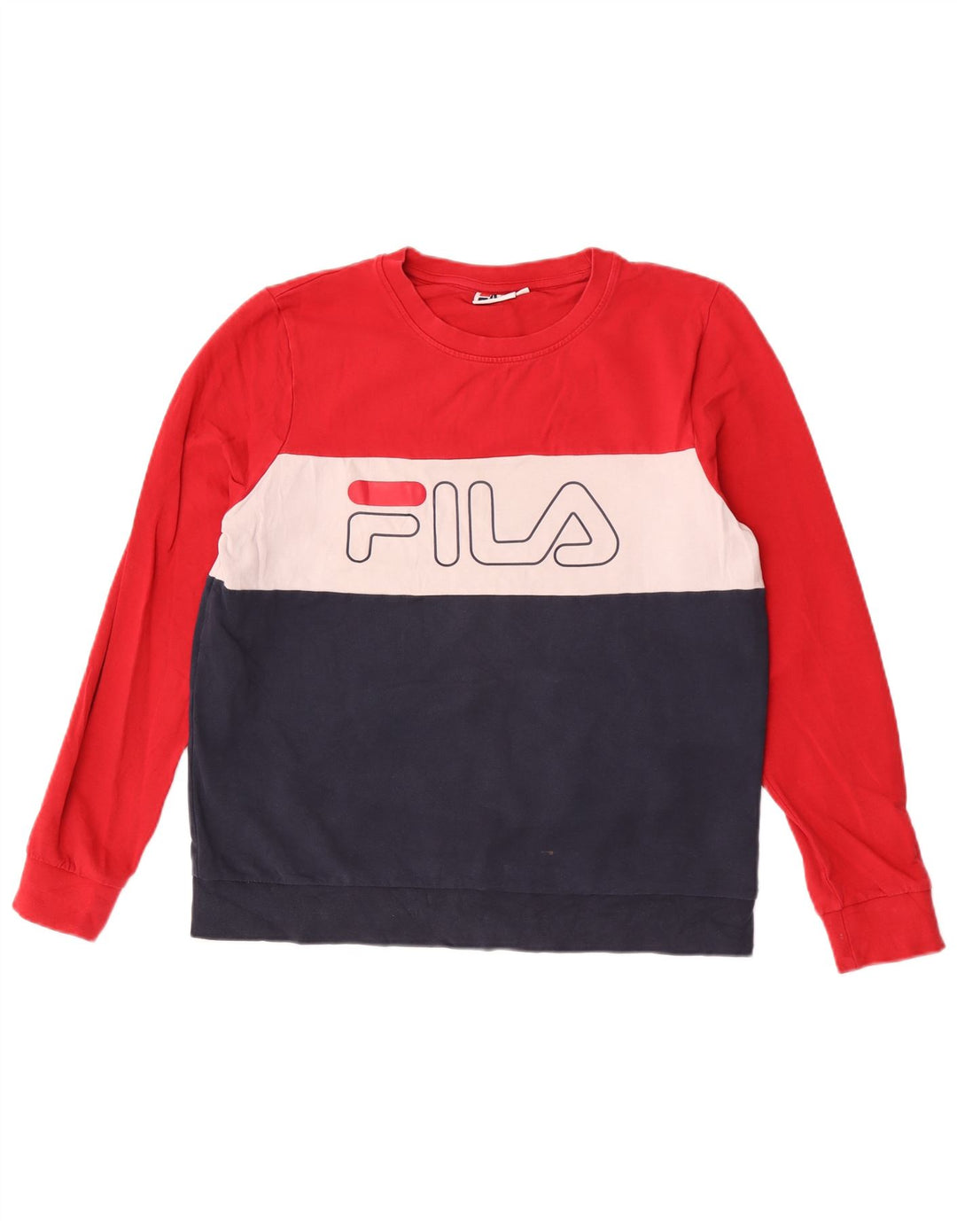 Fila Dame Grafisk Sweatshirt Jumper UK 16 Stor flerfarvet Colourblock