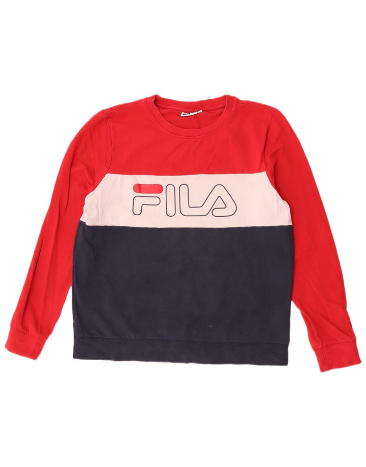 Fila Dame Grafisk Sweatshirt Jumper UK 16 Stor flerfarvet Colourblock