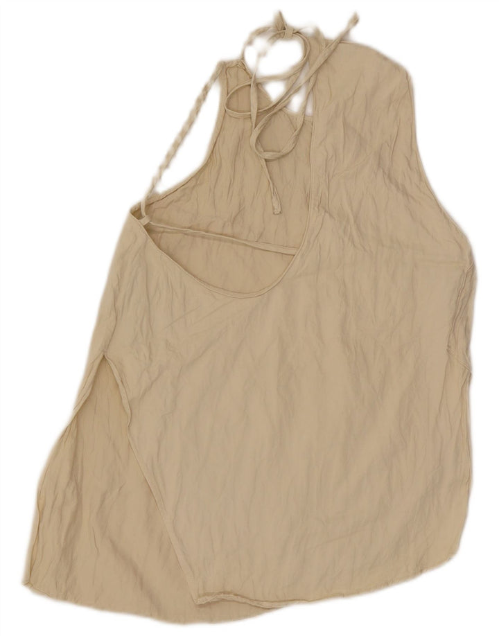 Zara Dame Halter Top UK 10 Small Off White Viscose