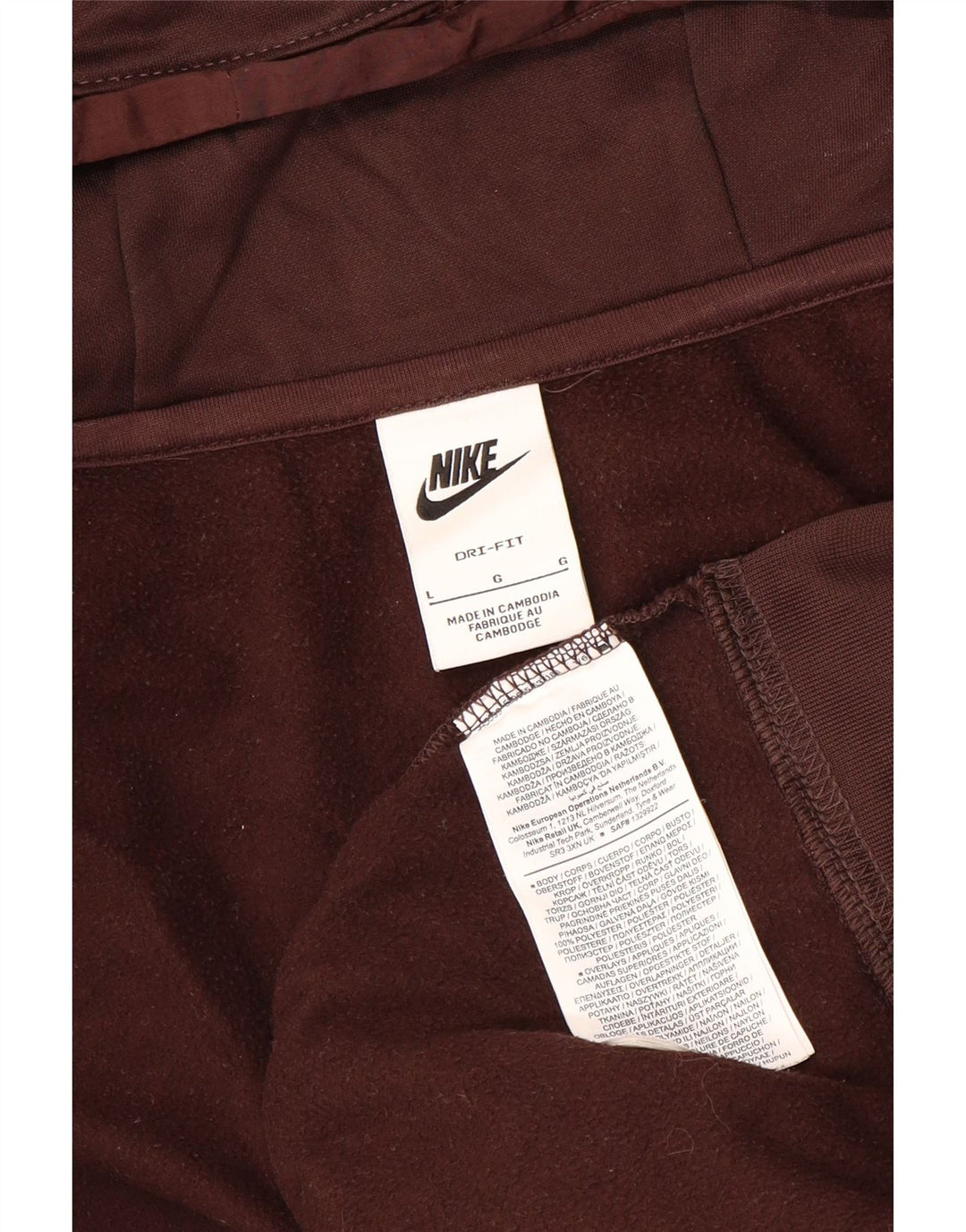 NIKE Herre Dri Fit Hættetrøje med lynlås Stor brun polyester