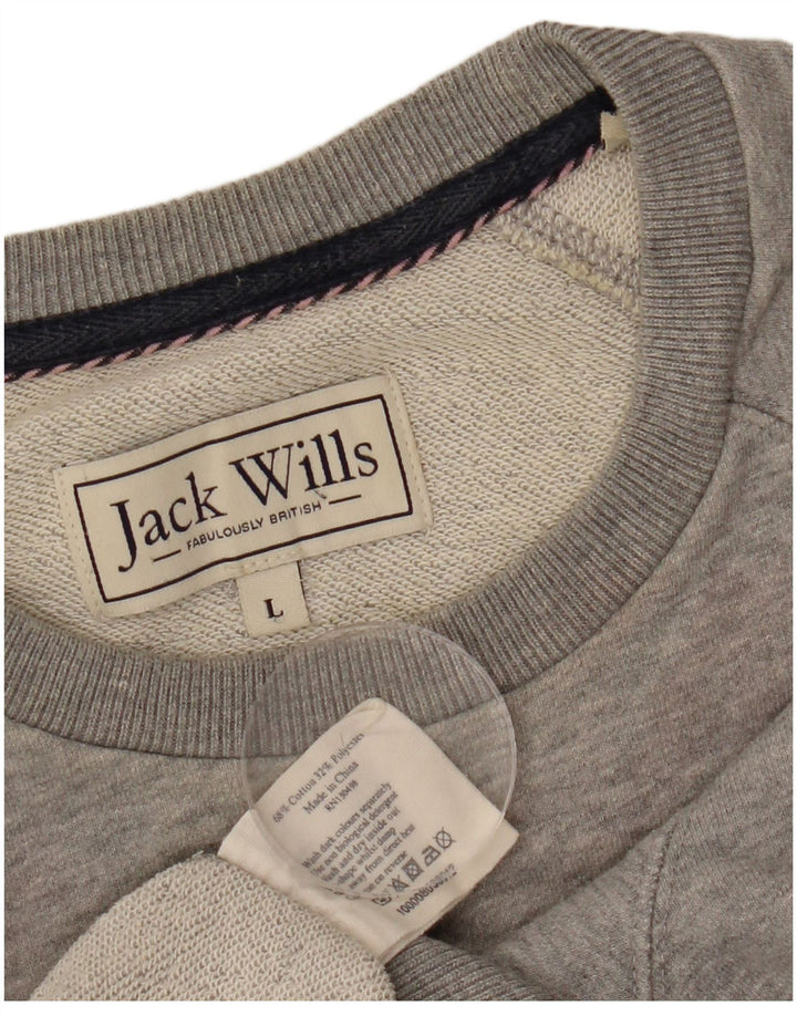JACK WILLS Herre Grafisk Sweatshirt Jumper Stor Grå Bomuld