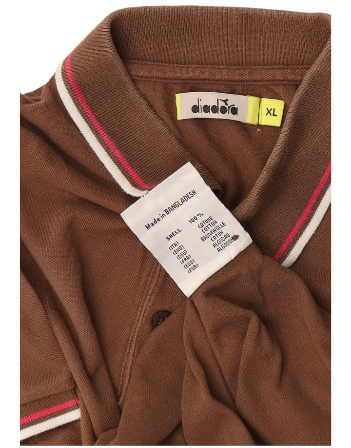 Diadora herre poloshirt XL brun bomuld