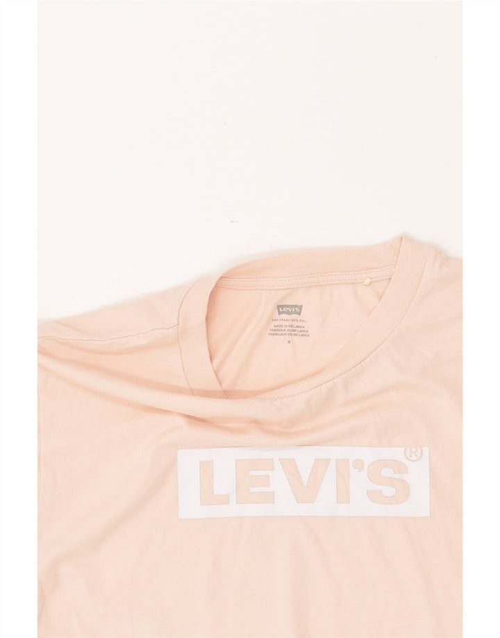 LEVI'S Womens Crop Graphic T-Shirt Top UK 14 Medium Pink Cotton | Vintage Levi's | Thrift | Second-Hand Levi's | Used Clothing | Messina Hembry 