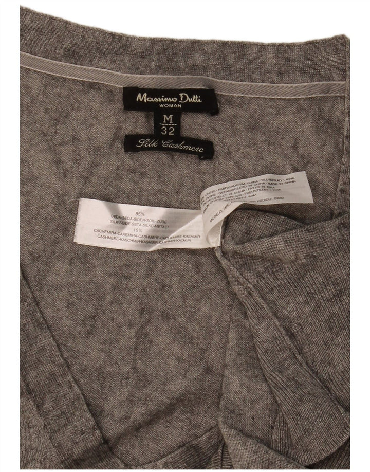 Massimo Dutti Dame V-hals sweater UK 12 Medium Grå Silke