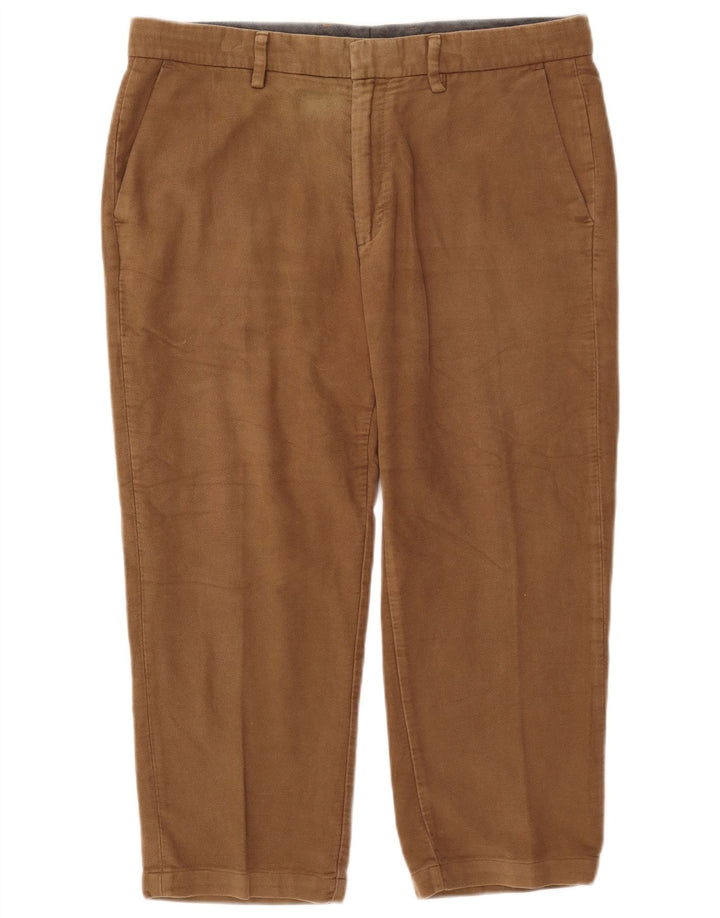 Marks & Spencer Herre Regular Capri Bukser W36 L23 Beige Bomuld